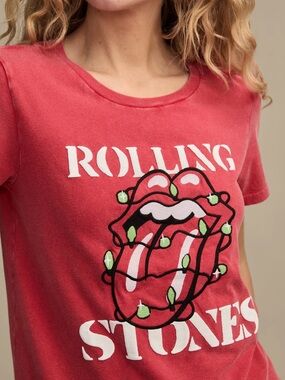 Lucky Brand Rolling Stones Christmas Lights Classic Crew S NWT